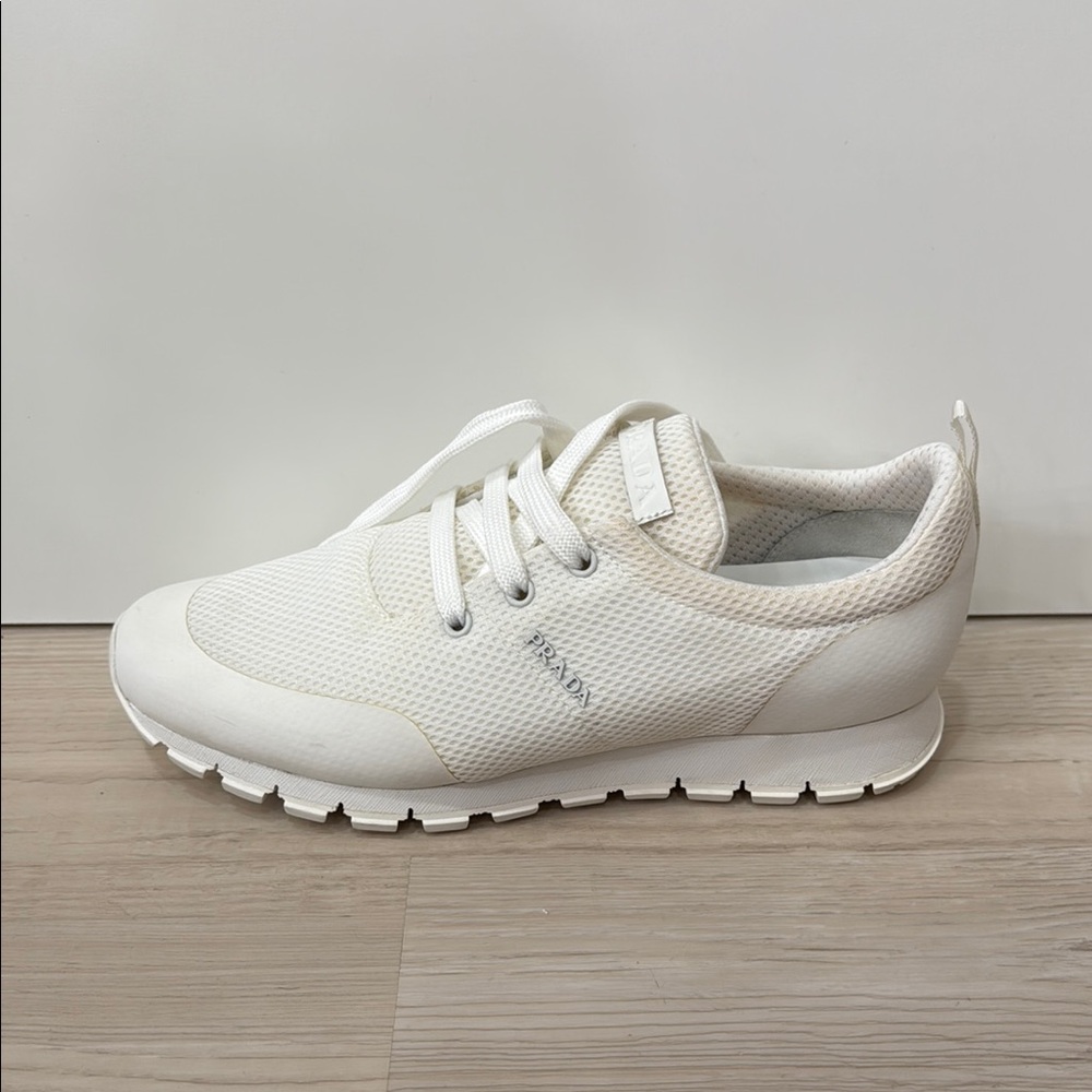 Prada Ivory Mesh Sneakers